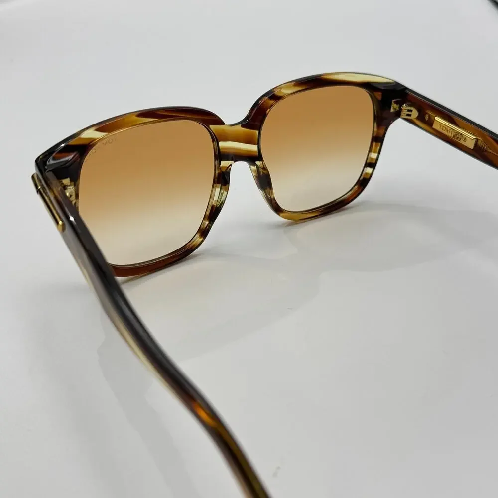 Tom Ford Sunglasses Icon FT1236 55F Havana Square Frame Brown Gradient Lens 58mm